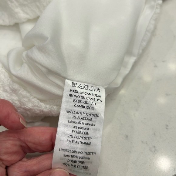 Michael Kors White Textured V-Neck Midi Dress with Short Sleeves - Picture 7 of 9